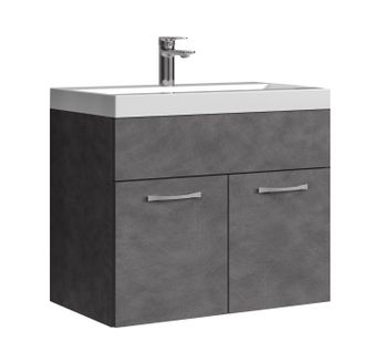 Meuble De Salle De Bain Montreal 01 60 Cm – Gris – Meuble Avec Lavabo Et Armoire