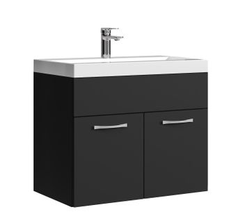 Meuble De Salle De Bain Montreal 01 60 Cm – Noir Mat – Meuble Avec Lavabo Et Armoire