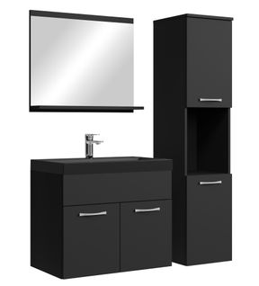 Meuble De Salle De Bain Montreal 60 Cm Lavabo Noir   Noir Mat   Armoire De Rangement Meuble Lavabo