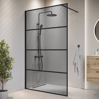 Paroi De Douche Essos - 120 X 200 Cm - Verre Teinté Noir