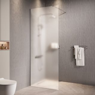 Paroi De Douche Florida - 50 X 200 Cm - Verre Mat - Chrome