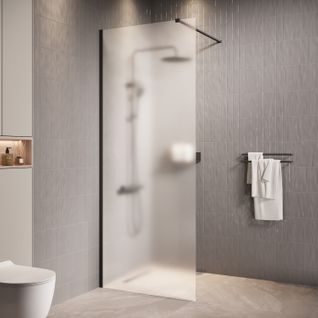 Paroi De Douche Florida - 50 X 200 Cm - Verre Mat - Noir