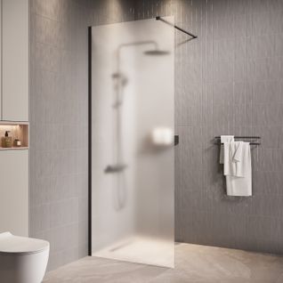 Paroi De Douche Florida - 90 X 200 Cm - Verre Mat - Noir