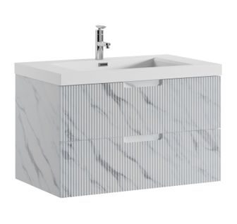 Meuble Vasque De Salle De Bain Thermis 80 Cm Lavabo Marbre Blanc