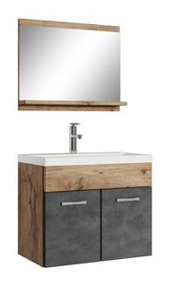 Meuble De Salle De Bain De Montreal 02 60 Cm Lavabo Chene Chataignier, Gris   Armoire De Rangement