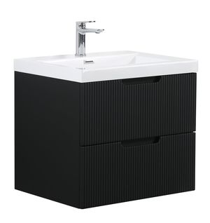 Meuble Vasque De Salle De Bain Thermis 60 Cm Lavabo Noir Mat