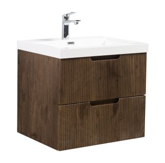 Meuble Vasque De Salle De Bain Thermis 60 Cm Lavabo Marron Noyer