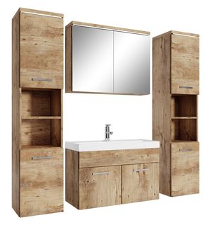 Meuble De Salle De Bain Paso XL 80 X 40 Cm Chêne Châtaignier – Armoire De Rangement Meuble Lavabo