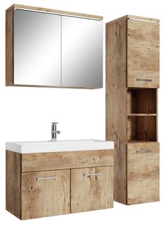Meuble De Salle De Bain De Paso 80 X 40 Cm Lavabo Chêne Châtaignier – Armoire De Rangement Meuble