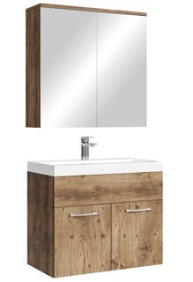 Meuble De Salle De Bain Montreal 01 60 Cm – Chêne Marron – Meuble Avec Miroir Armoire