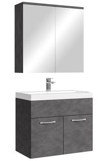 Meuble De Salle De Bain Montreal 01 60 Cm – Gris – Meuble Avec Miroir Armoire