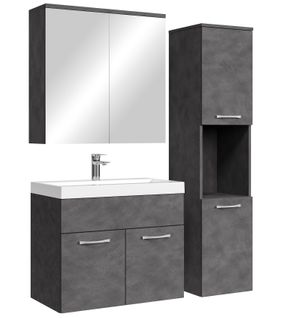 Meuble De Salle De Bain Montreal 60 Cm Avec Miroir Armoire Gris   Armoire De Rangement Meuble