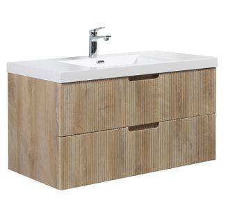 Meuble De Salle De Bain Thermis 100 Cm Lavabo Chene Clair