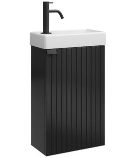 Meuble Lave Mains Bosco Noir Matt 40x22 Cm Meuble De Rangement Meuble D'évier