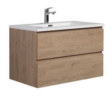 Meuble De Salle De Bain Angela 80 Cm Chêne Châtaignier – Armoire De Rangement Meuble Lavabo