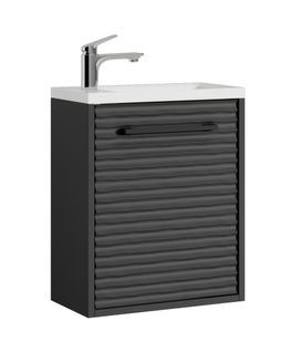 Meuble De Salle De Bain Etna   Noir Matt 40x22 Cm Meuble De Rangement Meuble De Lavabo