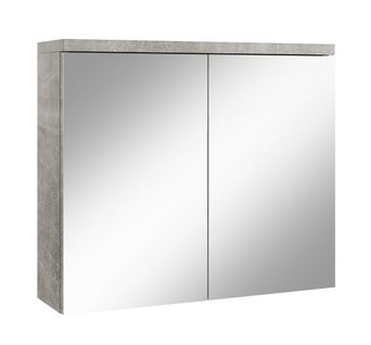Meuble à Miroir Toledo 80 X 60 Cm Beton Gris   Miroir Armoire Miroir Salle De Bains Verre Armoire