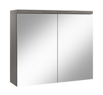Meuble à Miroir Toledo 80 X 60 Cm Chene Gris   Miroir Armoire Miroir Salle De Bains Verre Armoire