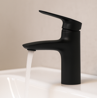 Robinet Pour Lavabo Valley   Noir   Mitigeur Avec Kit De Montage Et Tuyaux