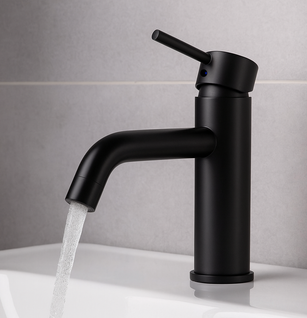 Robinet De Lavabo Everest   Noir   Mitigeur Avec Kit De Montage Et Tuyaux