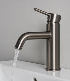 Robinet De Lavabo Everest   Gris   Mitigeur Avec Kit De Montage Et Tuyaux