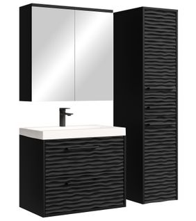 Meuble De Salle De Bain Etna 60 Cm Lavabo   Noir   Armoire De Rangement Meuble Lavabo Evier Armoire