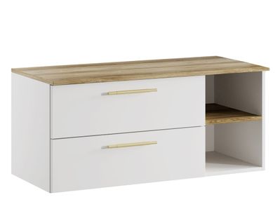 Meuble Vasque Bravos 100 Cm   Blanc Et Chêne   Meuble De Salle De Bain