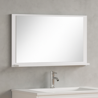Miroir De Salle De Bain Bravos 80 Cm   Blanc   Miroir De Salle De Bain Avec Étagère