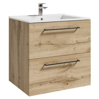Meuble De Salle De Bain Belem 60 X 45 Cm   Chêne   Meuble De Salle De Bain Avec Vasque