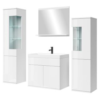 Meuble De Salle De Bain Nobel XL 60 X 35 Cm   Blanc Brillant   Meuble De Salle De Bain Avec Miroir
