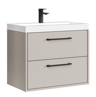Meuble De Salle De Bain Florence 01 60 Cm   Cashmere   Meuble Suspendu Avec Lavabo Et 2 Tiroirs