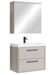 Meuble De Salle De Bain Florence 01 60 Cm – Cashmere – Meuble Suspendu Avec Lavabo Et 2 Tiroirs