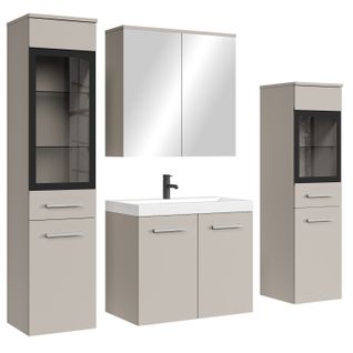 Meuble De Salle De Bain Mirano 60 X 35 Cm   Cashmere   Meuble Avec Miroir Et Armoires Latérales