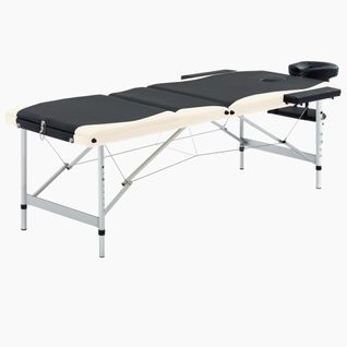 Table De Massage Pliable 3 Zones Aluminium Noir Et Beige