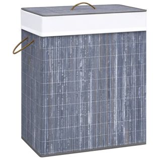 Panier à Linge Avec Une Seule Section Bambou Gris 83 L