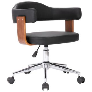 Chaise Pivotante De Bureau Noir Bois Courbé Et Simili