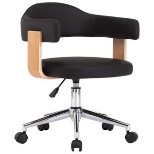 Chaise Pivotante De Bureau Noir Bois Courbé Et Simili