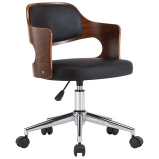 Chaise Pivotante De Bureau Noir Bois Courbé Et Simili