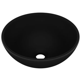 Lavabo Rond De Salle De Bain Noir Mat 32,5x14 Cm Céramique