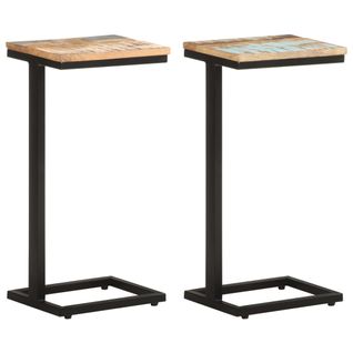 Tables D'appoint 2 Pièces 31,5x24,5x64,5 Cm Bois De Récupération
