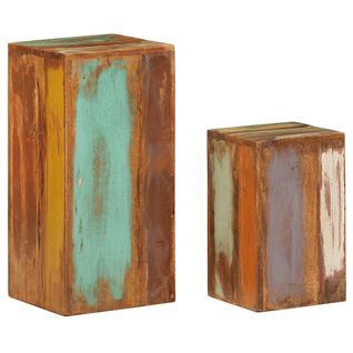 Supports Pour Plantes 2 Pièces Bois De Récupération Massif