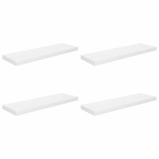 Étagère Murale Flottante 4 Pièces Blanc Brillant 80x23,5x3,8cm Mdf