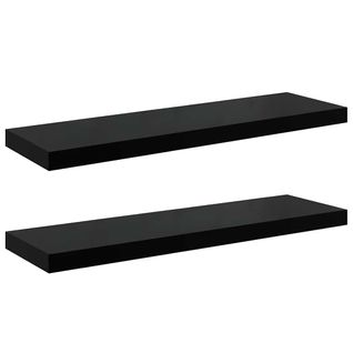 Étagère Murale Flottante 2 Pièces Noir Brillant 80x23,5x3,8 Cm Mdf