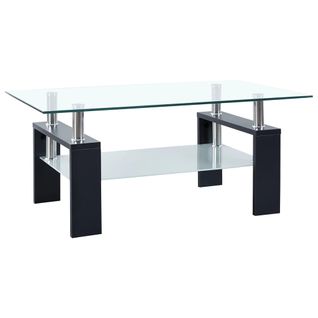 Table Basse Noir 95x55x40 Cm Verre Trempé