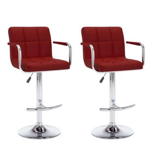 Tabourets De Bar Lot De 2 Rouge Bordeaux Simili
