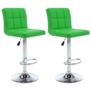 Tabourets De Bar Lot De 2 Vert Similicuir