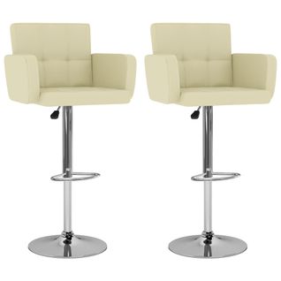 Tabourets De Bar 2 PCs Crème Similicuir