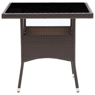 Table D'extérieur En Rotin Et Verre - 80x80 Cm - Marron Clair