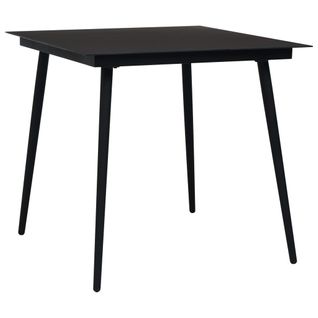 Table à Dîner De Jardin Noir 80x80x74 Cm Acier Et Verre