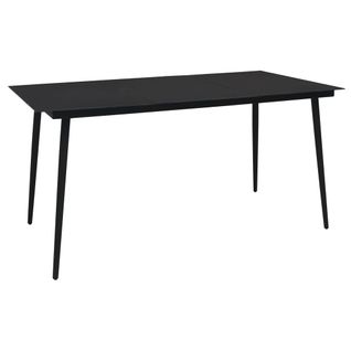 Table à Dîner De Jardin Noir 150x80x74 Cm Acier Et Verre